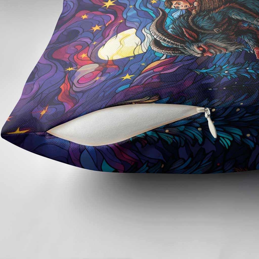 Stained Glass Krampus Pillow Cover Gothic Christmas Myth - Wonder Print Shop