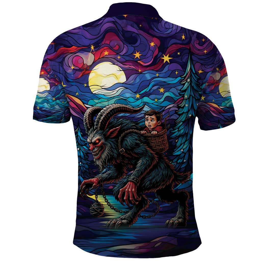 Stained Glass Krampus Polo Shirt Gothic Christmas Myth - Wonder Print Shop