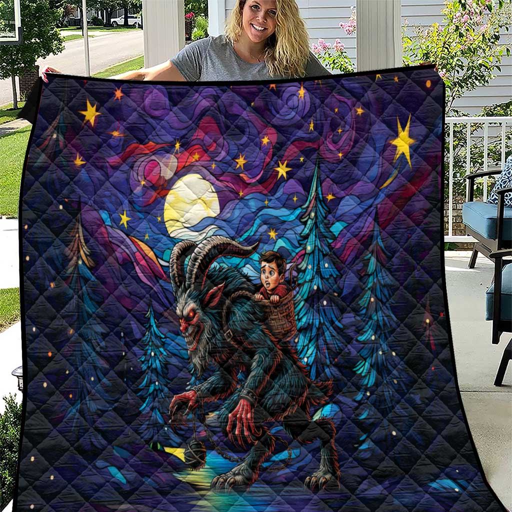 Stained Glass Krampus Quilt Gothic Christmas Myth - Wonder Print Shop