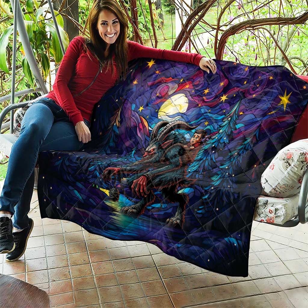 Stained Glass Krampus Quilt Gothic Christmas Myth - Wonder Print Shop
