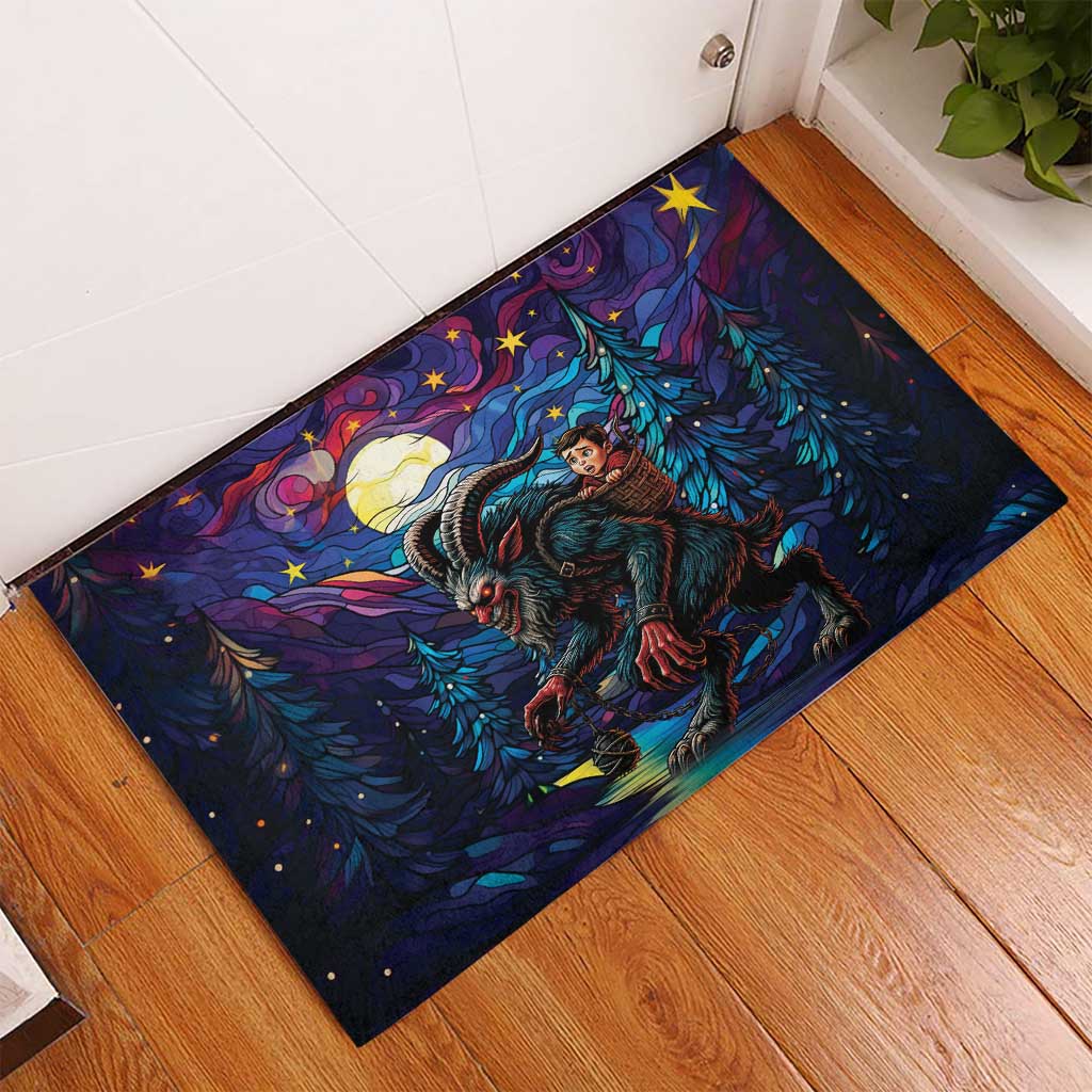 Stained Glass Krampus Rubber Doormat Gothic Christmas Myth - Wonder Print Shop
