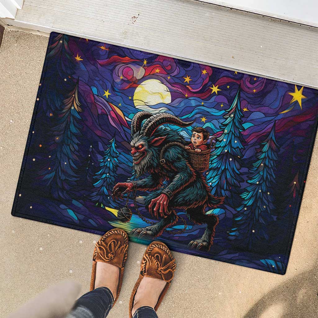 Stained Glass Krampus Rubber Doormat Gothic Christmas Myth - Wonder Print Shop