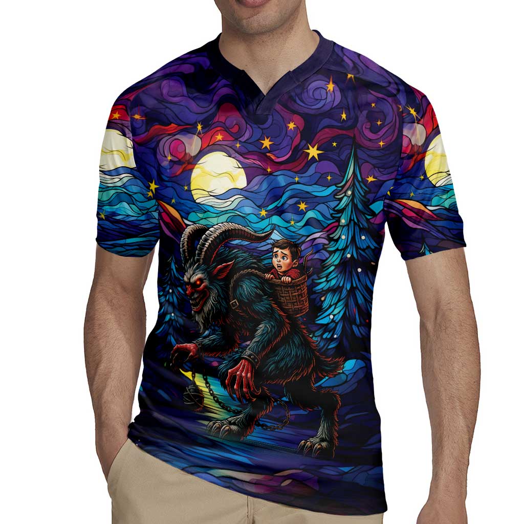 Stained Glass Krampus Rugby Jersey Gothic Christmas Myth - Wonder Print Shop