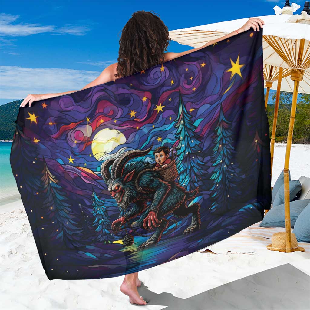 Stained Glass Krampus Sarong Gothic Christmas Myth - Wonder Print Shop