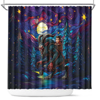 Stained Glass Krampus Shower Curtain Gothic Christmas Myth - Wonder Print Shop