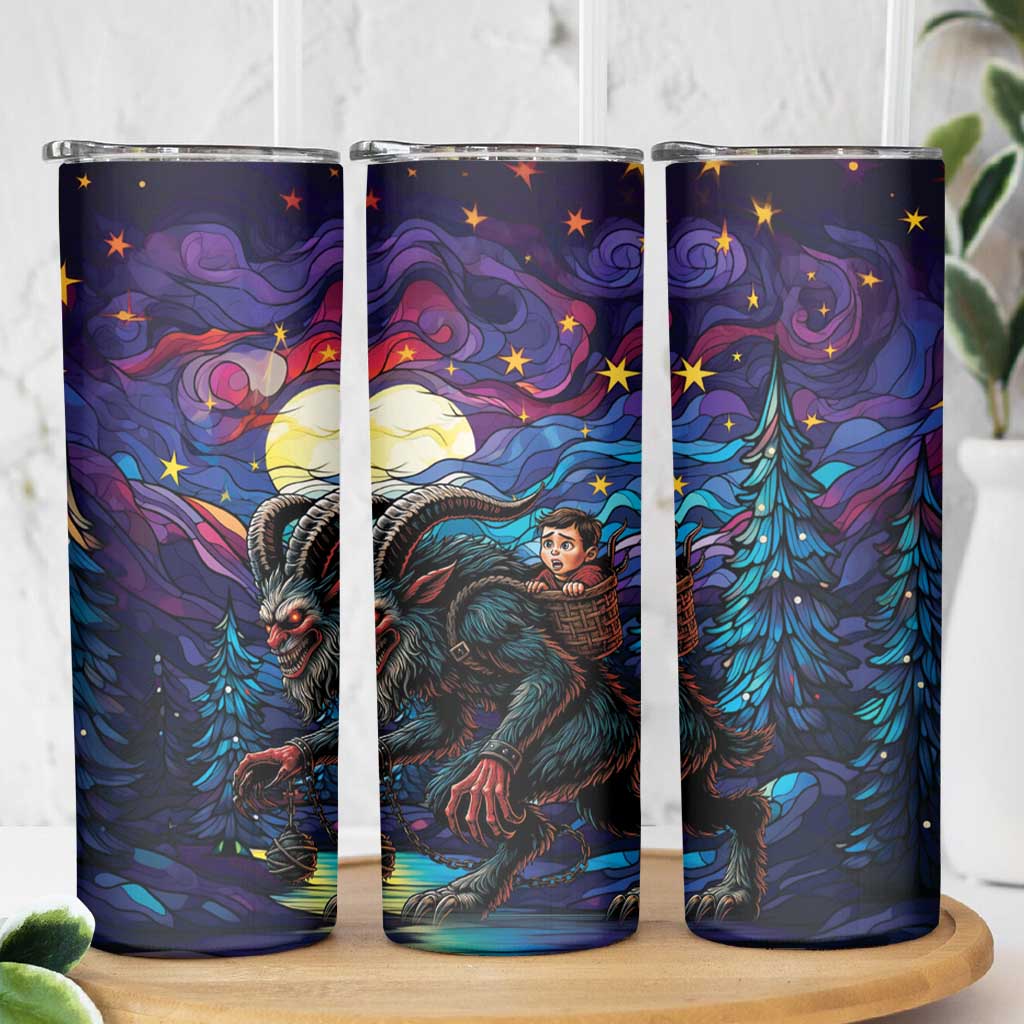 Stained Glass Krampus Skinny Tumbler Gothic Christmas Myth - Wonder Print Shop