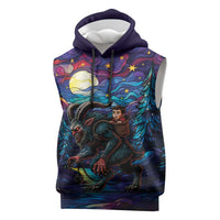 Stained Glass Krampus Sleeveless Hoodie Gothic Christmas Myth - Wonder Print Shop