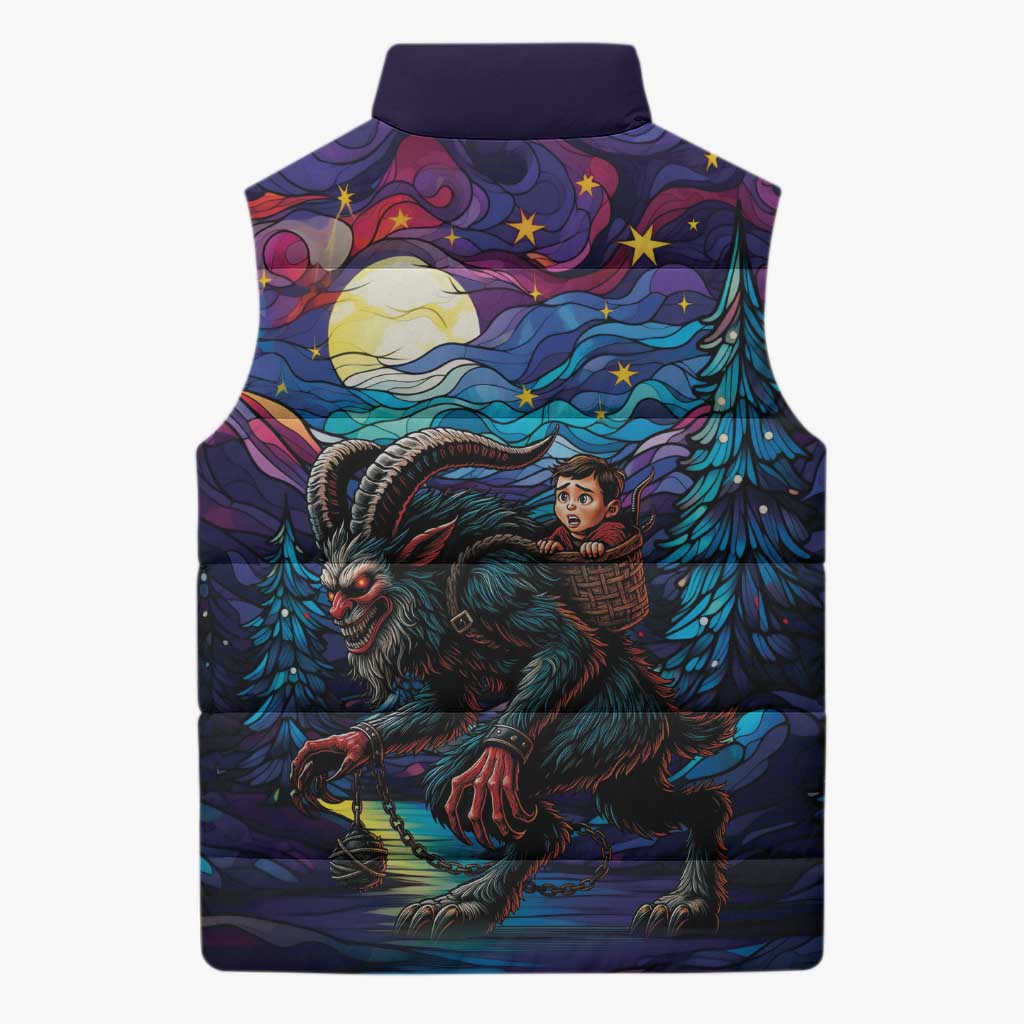 Stained Glass Krampus Sleeveless Puffer Jacket Gothic Christmas Myth - Wonder Print Shop