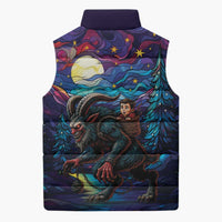 Stained Glass Krampus Sleeveless Puffer Jacket Gothic Christmas Myth - Wonder Print Shop
