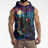 Stained Glass Krampus Sleeveless Zip Hoodie Gothic Christmas Myth - Wonder Print Shop