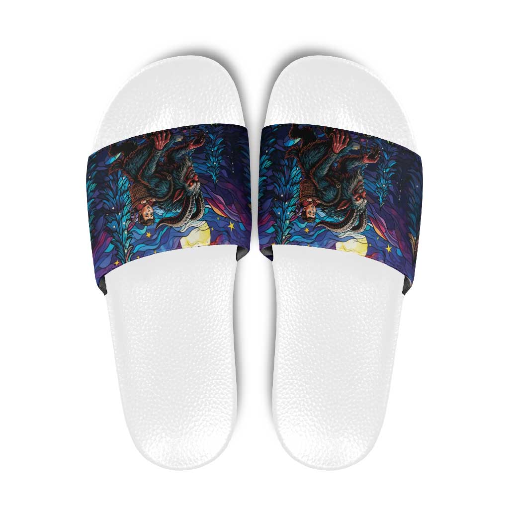 Stained Glass Krampus Slide Sandals Gothic Christmas Myth - Wonder Print Shop