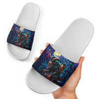 Stained Glass Krampus Slide Sandals Gothic Christmas Myth - Wonder Print Shop