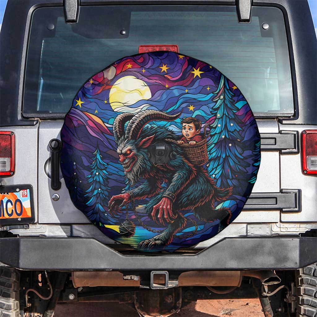 Stained Glass Krampus Spare Tire Cover Gothic Christmas Myth - Wonder Print Shop