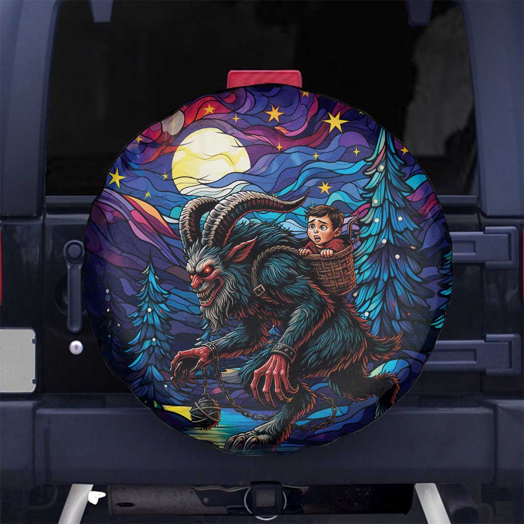 Stained Glass Krampus Spare Tire Cover Gothic Christmas Myth - Wonder Print Shop