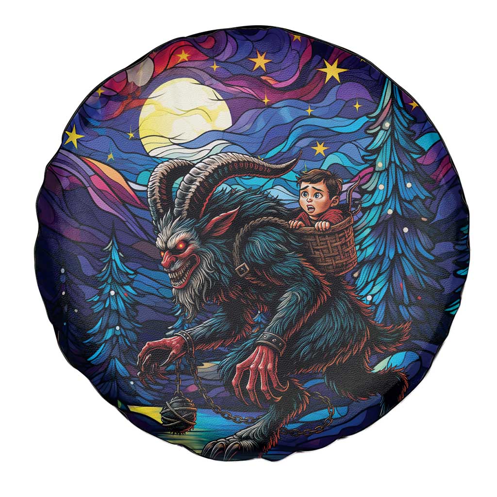 Stained Glass Krampus Spare Tire Cover Gothic Christmas Myth - Wonder Print Shop