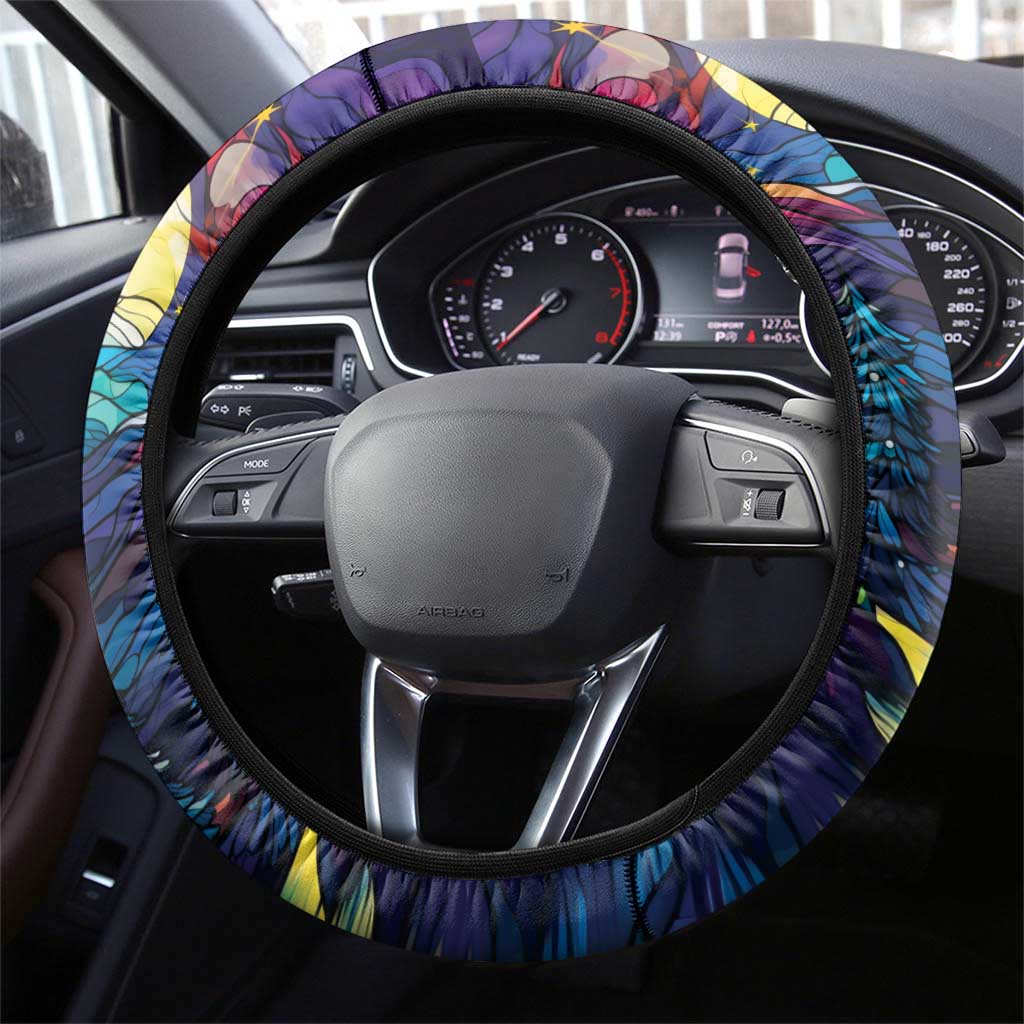 Stained Glass Krampus Steering Wheel Cover Gothic Christmas Myth - Wonder Print Shop
