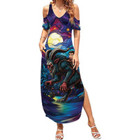 Stained Glass Krampus Summer Maxi Dress Gothic Christmas Myth - Wonder Print Shop