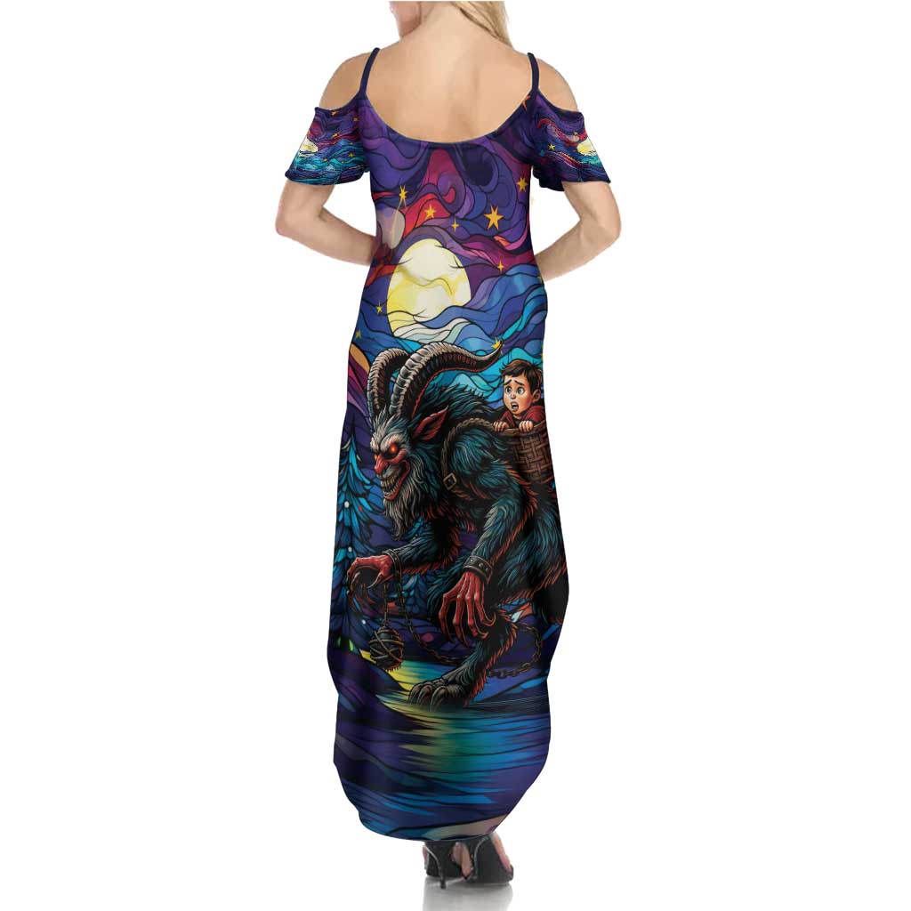 Stained Glass Krampus Summer Maxi Dress Gothic Christmas Myth - Wonder Print Shop