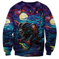 Stained Glass Krampus Sweatshirt Gothic Christmas Myth - Wonder Print Shop
