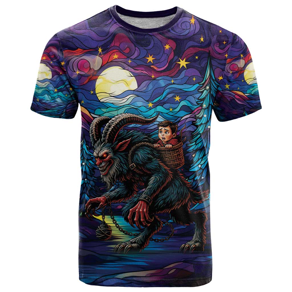 Stained Glass Krampus T Shirt Gothic Christmas Myth - Wonder Print Shop