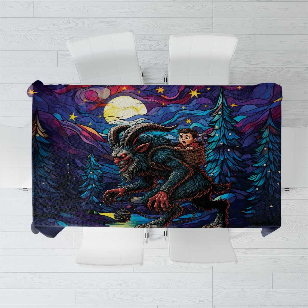Stained Glass Krampus Tablecloth Gothic Christmas Myth - Wonder Print Shop
