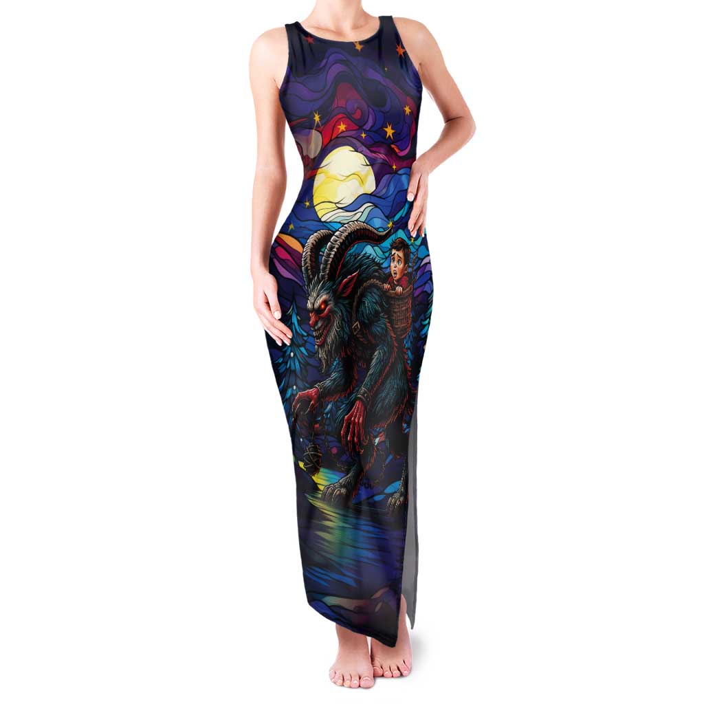 Stained Glass Krampus Tank Maxi Dress Gothic Christmas Myth - Wonder Print Shop