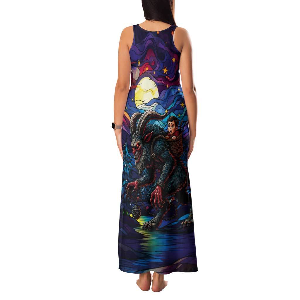 Stained Glass Krampus Tank Maxi Dress Gothic Christmas Myth - Wonder Print Shop
