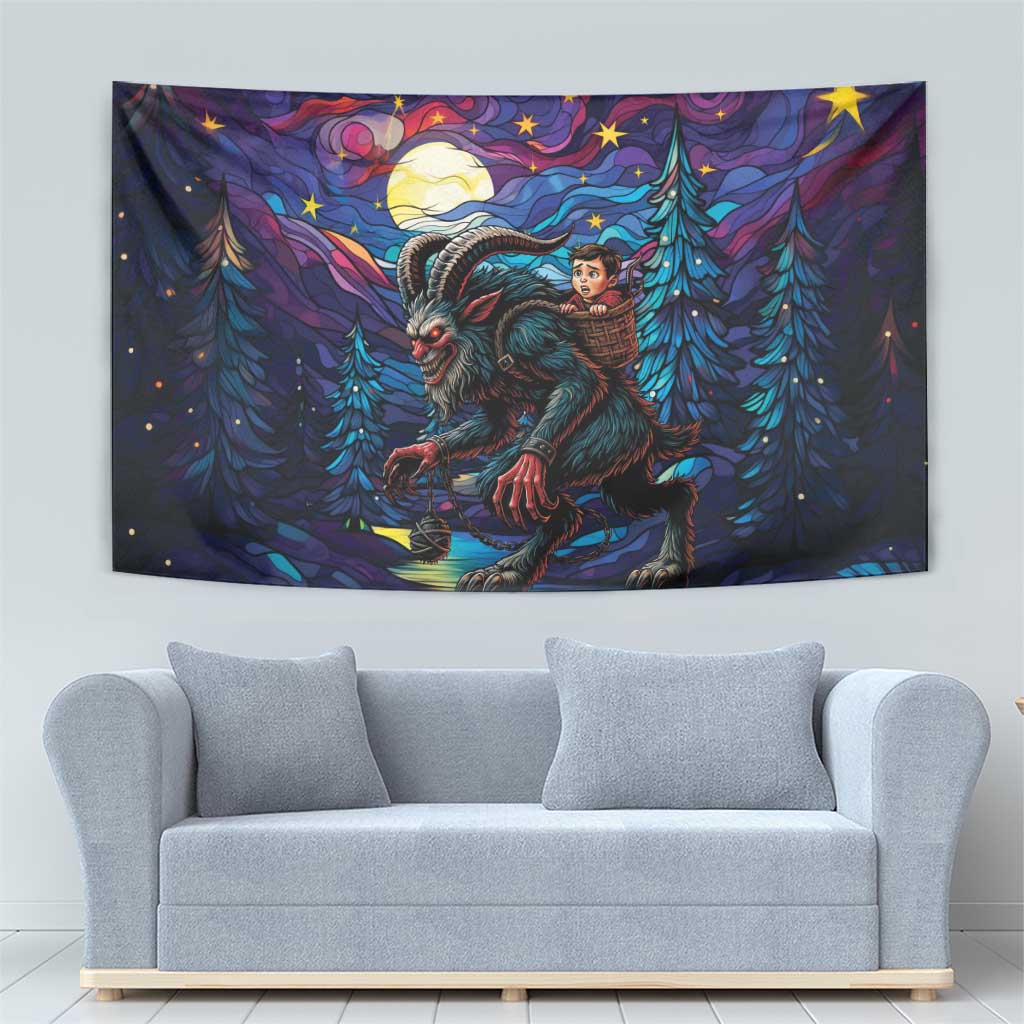 Stained Glass Krampus Tapestry Gothic Christmas Myth - Wonder Print Shop