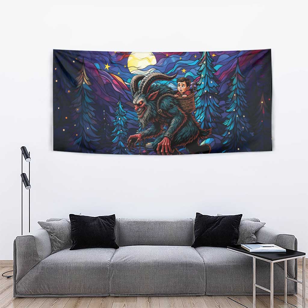 Stained Glass Krampus Tapestry Gothic Christmas Myth - Wonder Print Shop