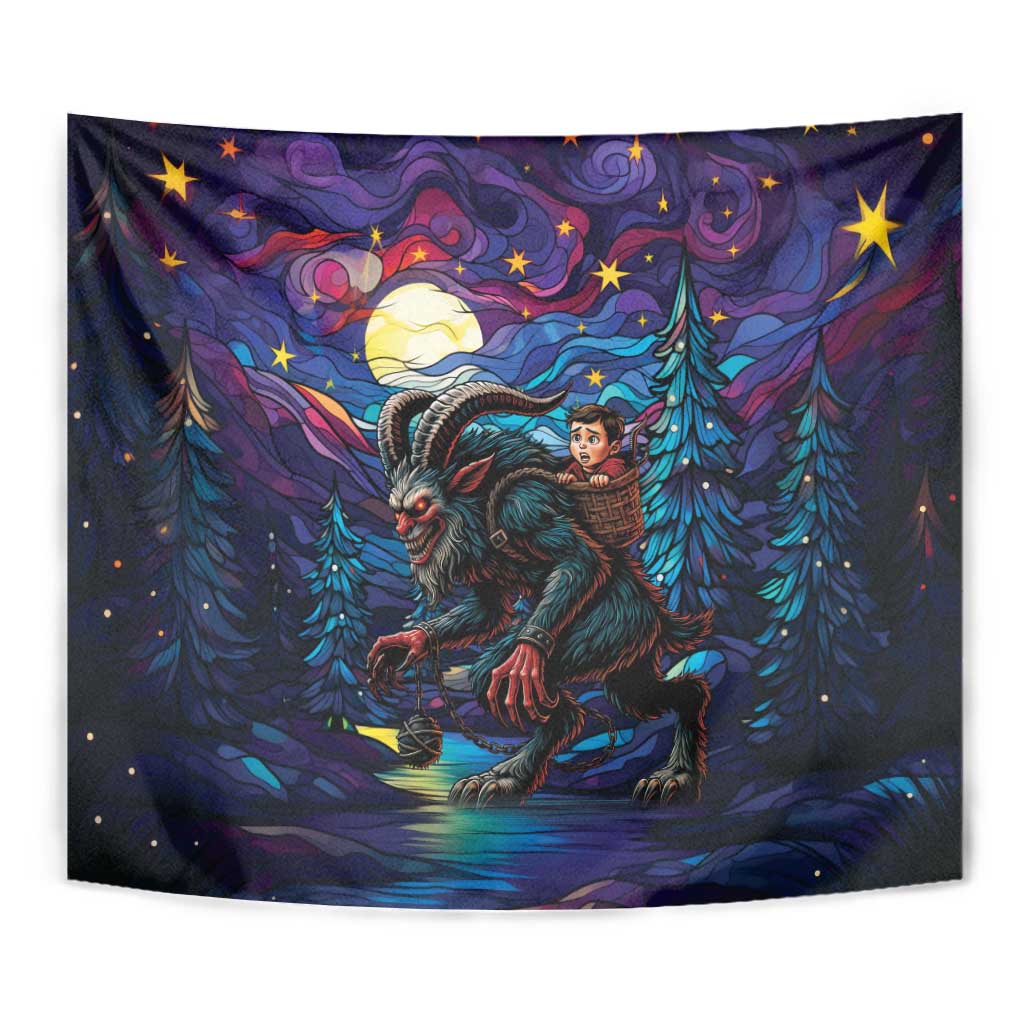 Stained Glass Krampus Tapestry Gothic Christmas Myth - Wonder Print Shop