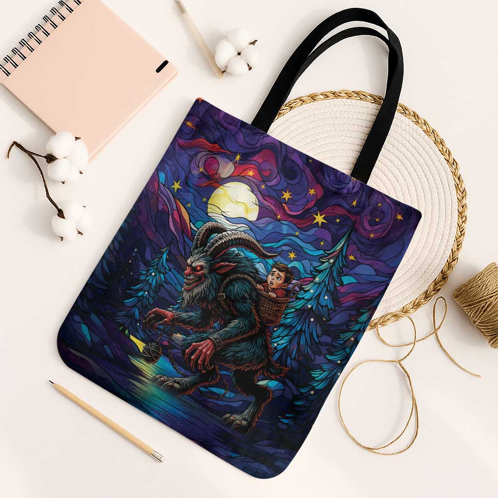 Stained Glass Krampus Tote Bag Gothic Christmas Myth - Wonder Print Shop
