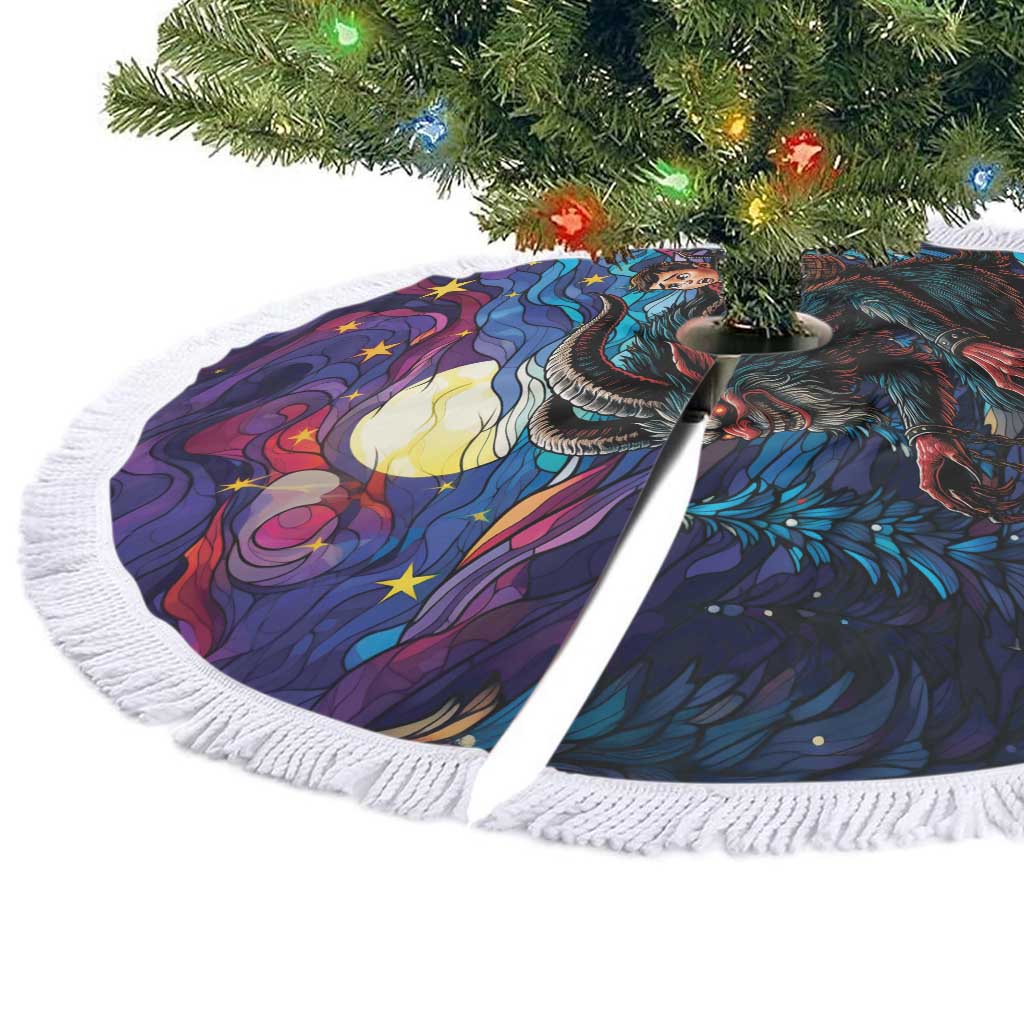 Stained Glass Krampus Tree Skirt Gothic Christmas Myth - Wonder Print Shop