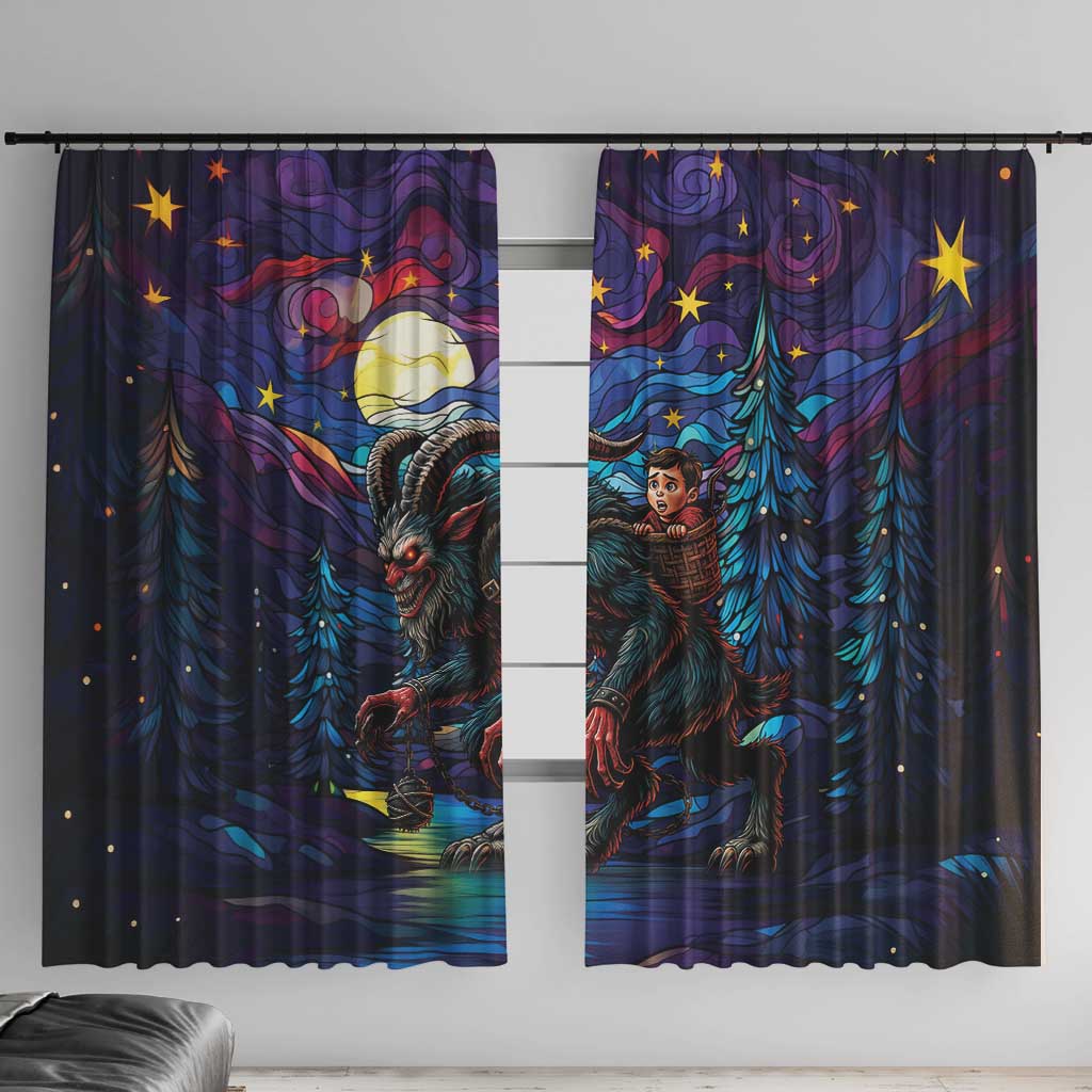 Stained Glass Krampus Window Curtain Gothic Christmas Myth - Wonder Print Shop