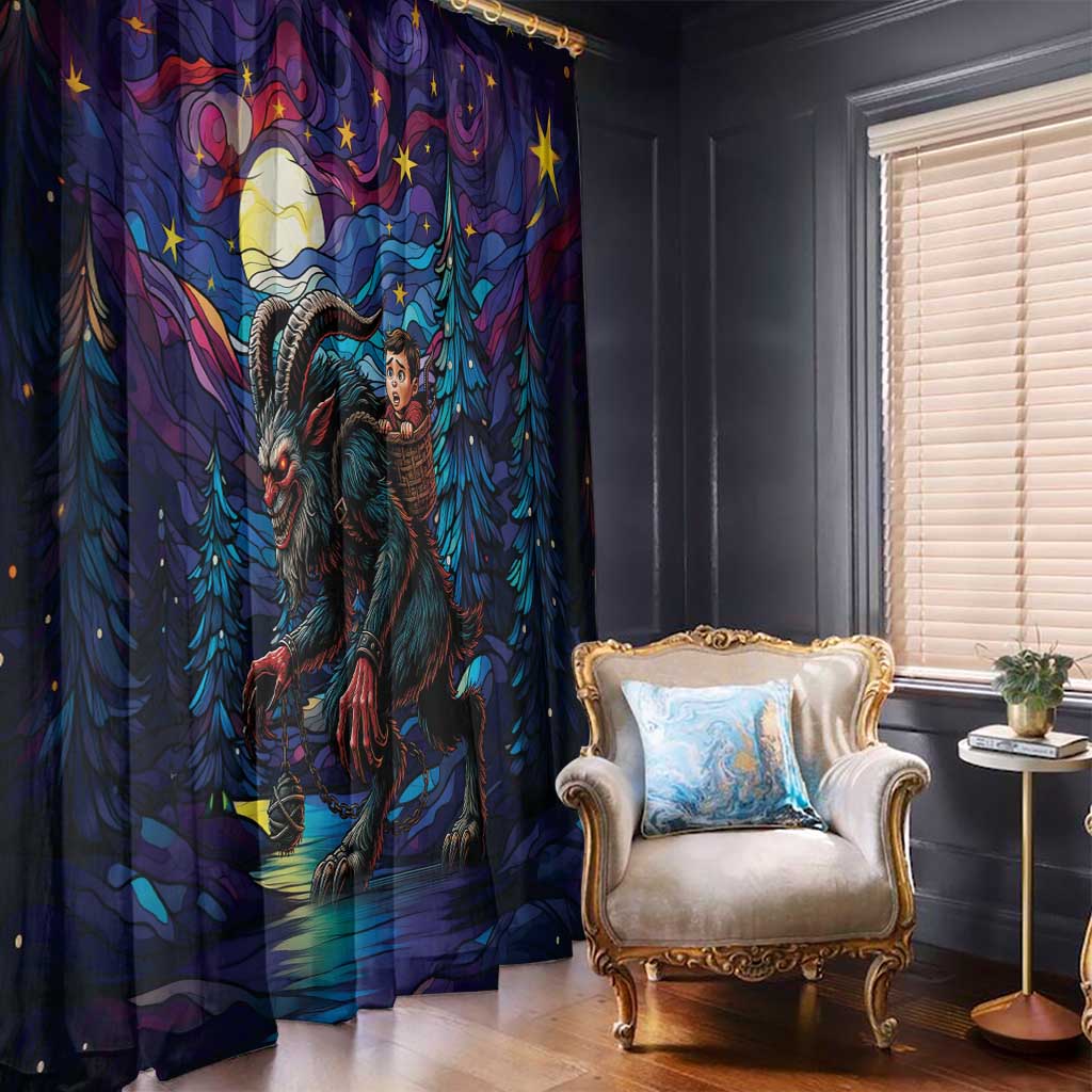 Stained Glass Krampus Window Curtain Gothic Christmas Myth - Wonder Print Shop