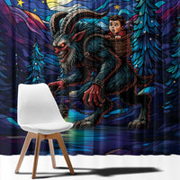 Stained Glass Krampus Window Curtain Gothic Christmas Myth - Wonder Print Shop