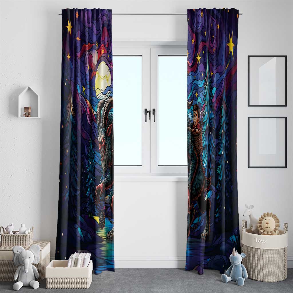 Stained Glass Krampus Window Curtain Gothic Christmas Myth - Wonder Print Shop