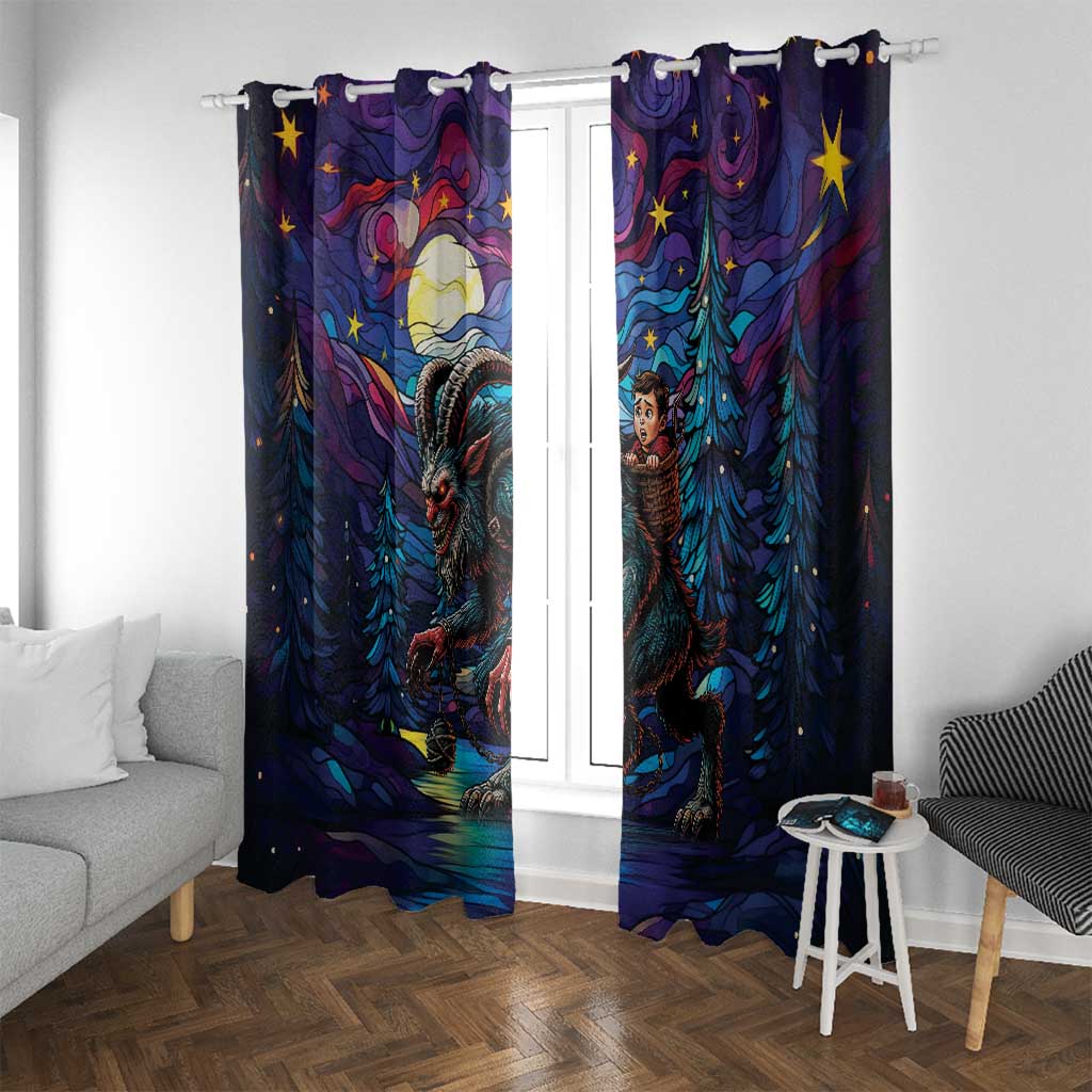 Stained Glass Krampus Window Curtain Gothic Christmas Myth - Wonder Print Shop