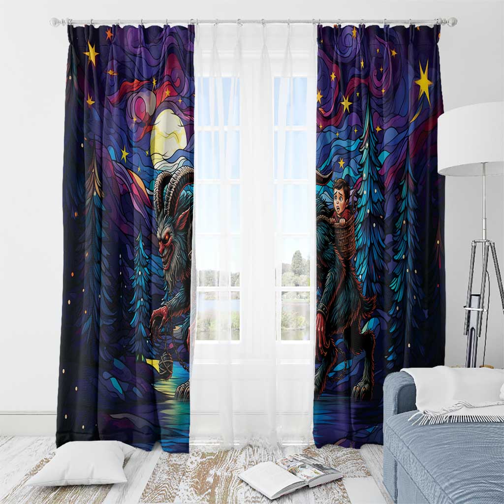 Stained Glass Krampus Window Curtain Gothic Christmas Myth - Wonder Print Shop