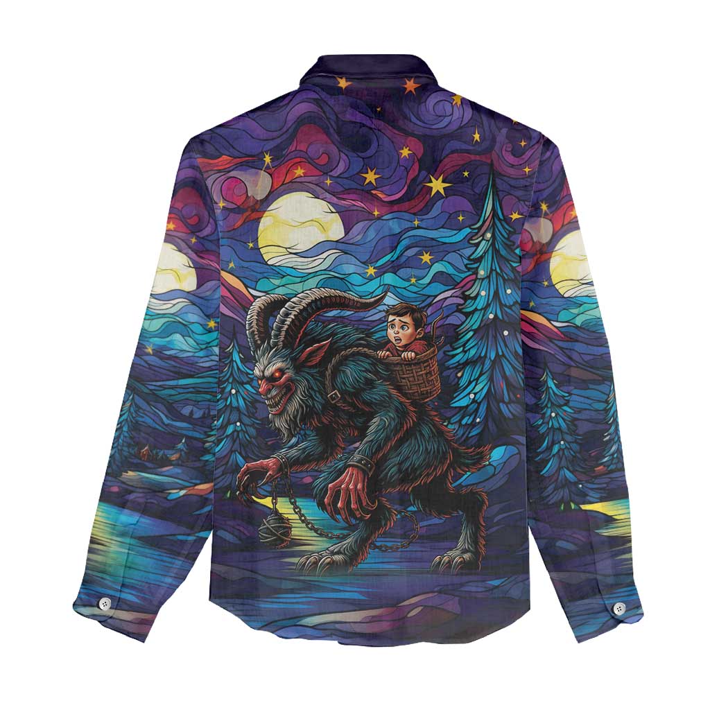 Stained Glass Krampus Women Casual Shirt Gothic Christmas Myth - Wonder Print Shop