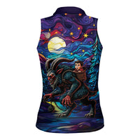 Stained Glass Krampus Women Sleeveless Polo Shirt Gothic Christmas Myth - Wonder Print Shop