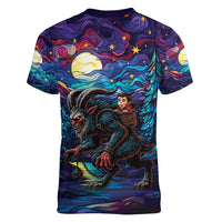 Stained Glass Krampus Women V-Neck T-Shirt Gothic Christmas Myth - Wonder Print Shop