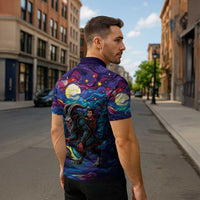 Stained Glass Krampus Zipper Polo Shirt Gothic Christmas Myth - Wonder Print Shop