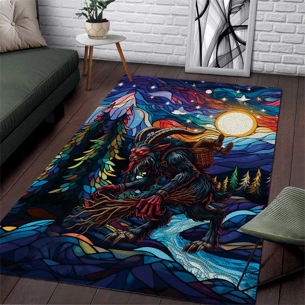 Stained Glass Krampus Area Rug Folklore Horror Art - Wonder Print Shop