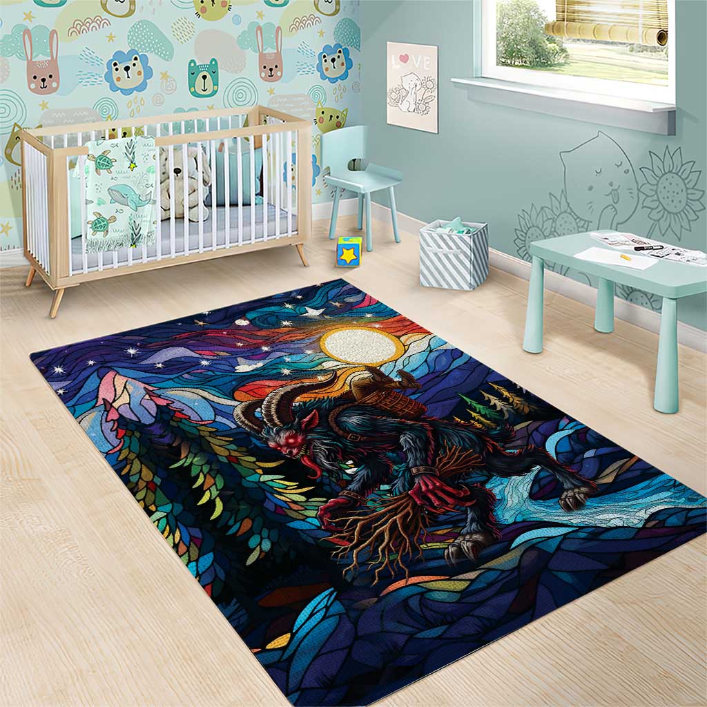 Stained Glass Krampus Area Rug Folklore Horror Art - Wonder Print Shop