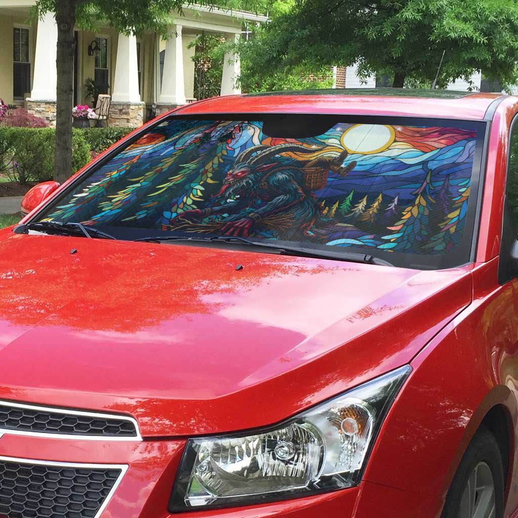 Stained Glass Krampus Auto Sun Shade Folklore Horror Art - Wonder Print Shop