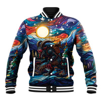 Stained Glass Krampus Baseball Jacket Folklore Horror Art - Wonder Print Shop