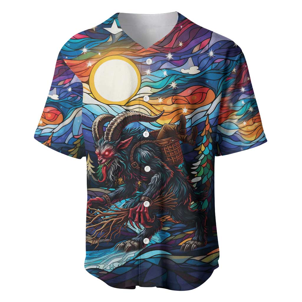 Stained Glass Krampus Baseball Jersey Folklore Horror Art - Wonder Print Shop