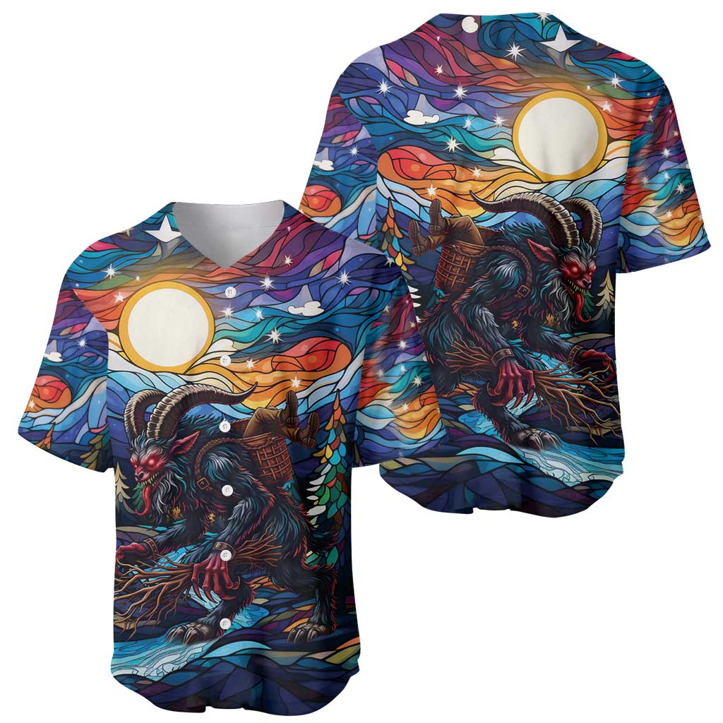 Stained Glass Krampus Baseball Jersey Folklore Horror Art - Wonder Print Shop