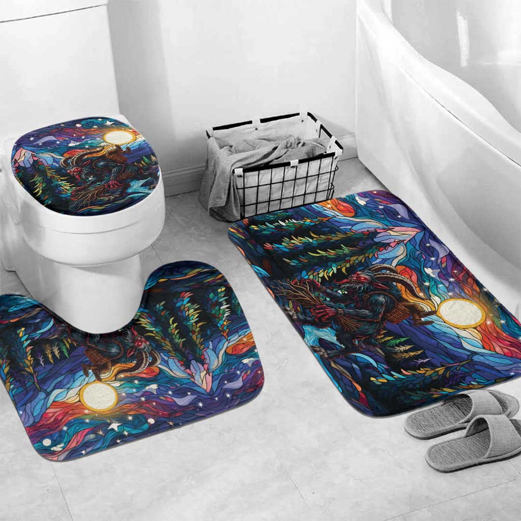 Stained Glass Krampus Bathroom Set Folklore Horror Art - Wonder Print Shop