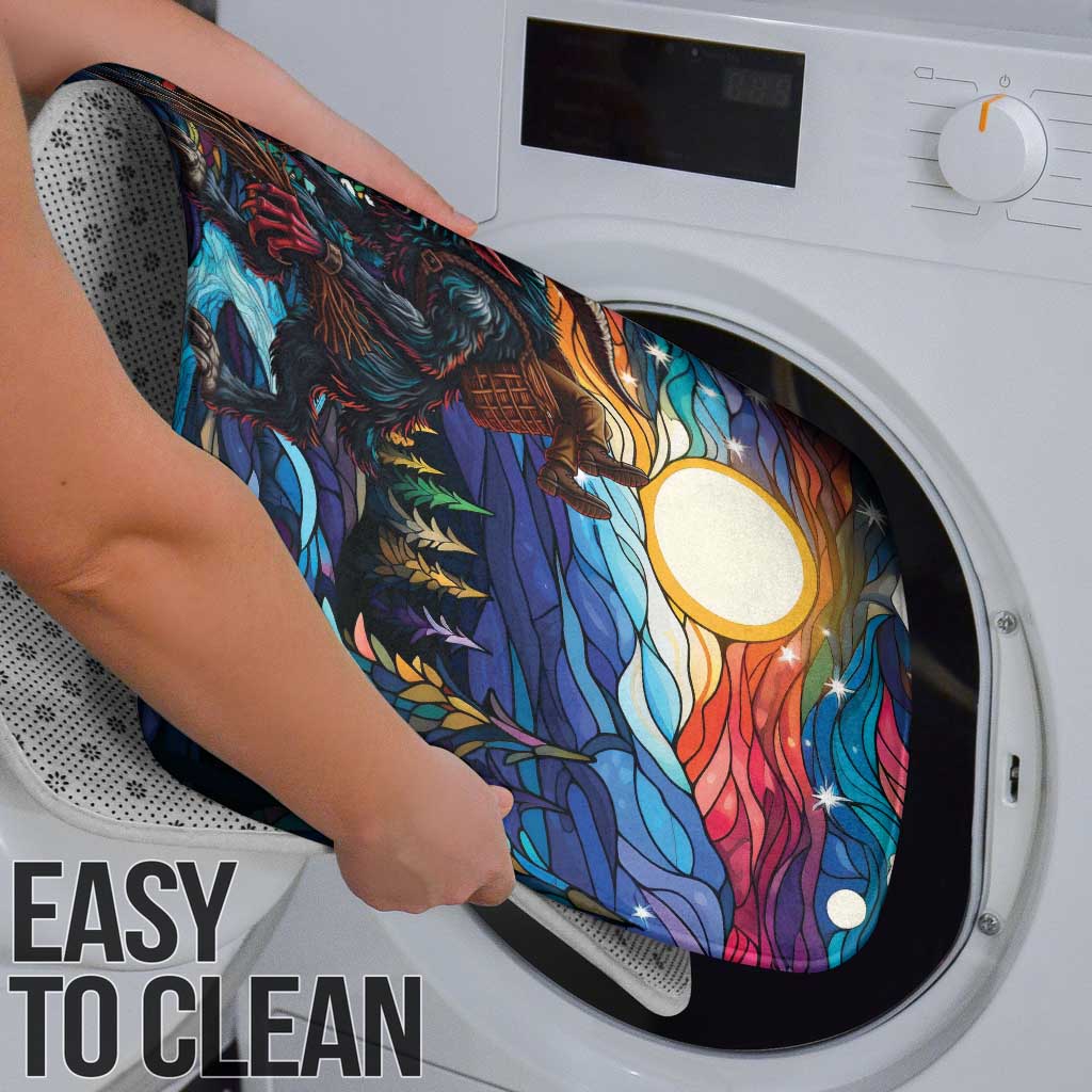 Stained Glass Krampus Bathroom Set Folklore Horror Art - Wonder Print Shop